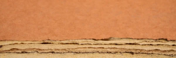 土色的抽象风景 一系列手工制作的印度纸 由再生棉织物制成 宽横幅 — 图库照片