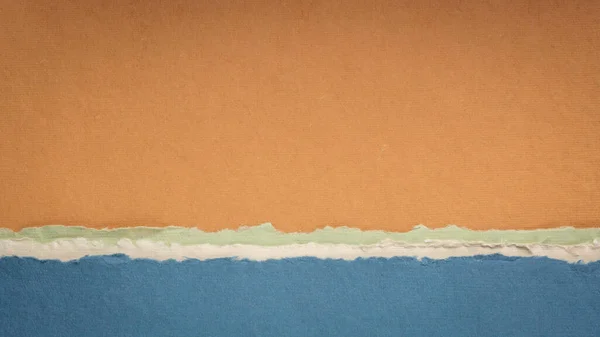 Abstract Landscape Blue Orange Pastel Tones Collection Handmade Rag Papers — Stock Photo, Image