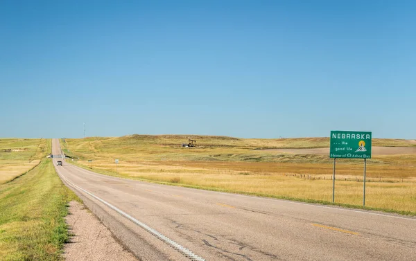 Nebraska Buena Vida Hogar Del Día Del Árbol Señal Bienvenida —  Fotos de Stock