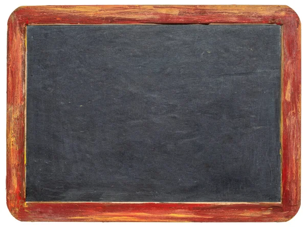 Blank Retro Leisteen Schoolbord Met Geschilderd Houten Frame Geïsoleerd Wit — Stockfoto
