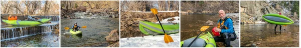 Paddling Inflatable Whitewater Kayak Rivers Northern Colorado Wide Web Banner — Stock Photo, Image