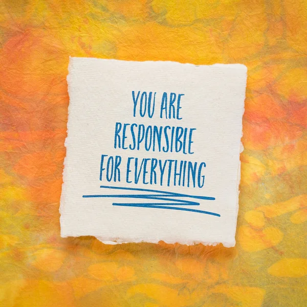 You Responsible Everything Inspirational Reminder Note Sheet Handmade Paper Take — Foto Stock