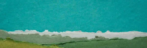Abstract Landscape Blue Green Earth Pastel Tones Collection Handmade Rag — Stock Fotó