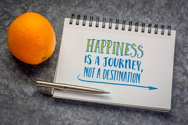 Happiness Journey Destination Inspirational Note Handwriting Notebook Handmade Paper Personal — Stockfoto