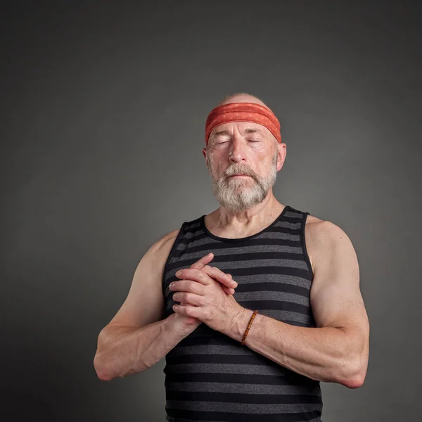 Head Shoulder Portrait Senior Man Late 60S Having Moment Contemplation — Stock Fotó