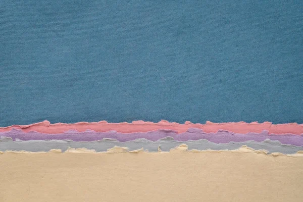 Abstract Landscape Blue Pink Pastel Tones Collection Handmade Rag Papers — Zdjęcie stockowe