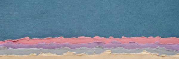 Abstract Landscape Blue Pink Pastel Tones Collection Handmade Rag Papers — 图库照片