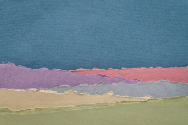 Abstract Landscape Blue Green Pink Pastel Tones Collection Handmade Rag — Photo