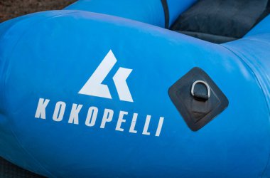 Loveland, CO, USA - August 28, 2022: Kokopelli inflatable self-bailing Recon packraft - one-person light raft designed for whitewater.