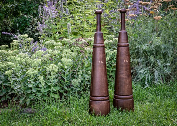 Couple Traditional Wooden Persian Meels Backyard Originated Persia Now Iran Jogdíjmentes Stock Fotók