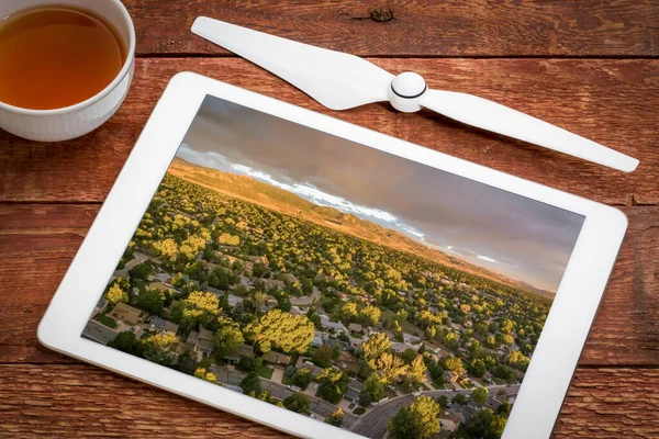 Late Zomer Zonsopgang Boven Woonwijk Van Fort Collins Uitlopers Van — Stockfoto