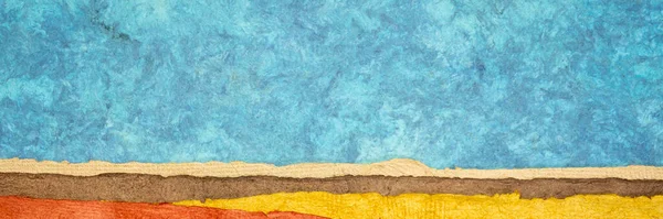 Abstrakt Landskap Skapat Med Ark Texturerat Färgglada Handgjort Papper Panorama — Stockfoto