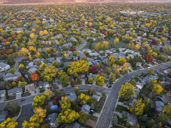 Octubre Amanecer Sobre Zona Residencial Fort Collins Norte Colorado Vista Imagen De Stock