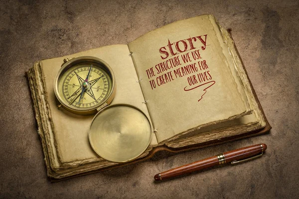 Story Structure Use Create Meaning Our Lives Handwriting Retro Journal Stock Photo
