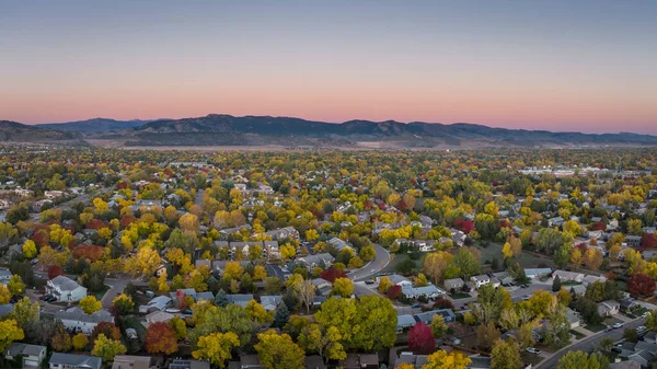 October Dawn Fort Collins Foothills Rocky Mountains Northern Colorado Aerial — Stock Photo, Image