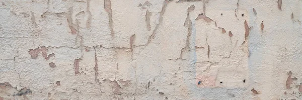Старий Штукатурний Фон Стіни Текстура Отворами Тріщинами Відшарування Фарби Панорамний Стокова Картинка