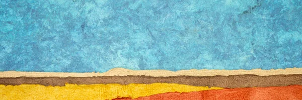 Абстрактна Пейзажна Панорама Створена Листами Текстурованого Барвистого Паперу Ручної Роботи — стокове фото