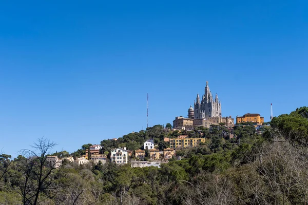 Jesu Heliga Hjärtas Tempel Berget Tibidabo Naturparken Collserola Barcelona — Stockfoto