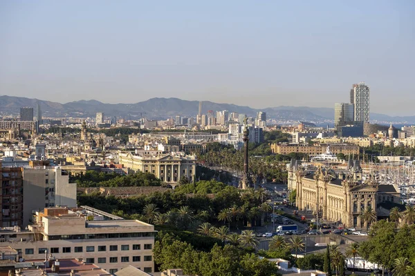 Panoramic View City Barcelona Montjuic Hill —  Fotos de Stock