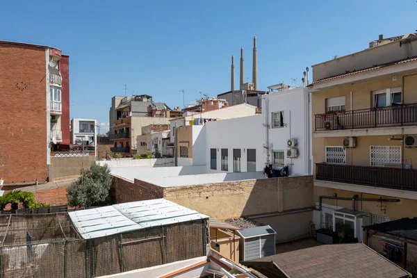 Cityscape with buildings and patios in Sant Adria de Besos in Barcelona