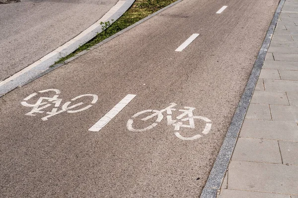 Señal Tráfico Carril Exclusivo Para Bicicletas Barcelona — Foto de Stock