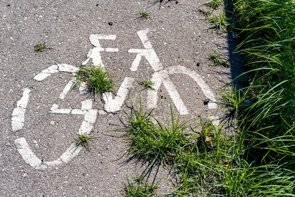 Señal Tráfico Carril Exclusivo Para Bicicletas Barcelona — Foto de Stock