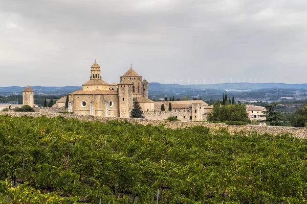 Panoramautsikt Över Det Kungliga Klostret Santa Maria Poblet Cisterciansk Orden — Stockfoto