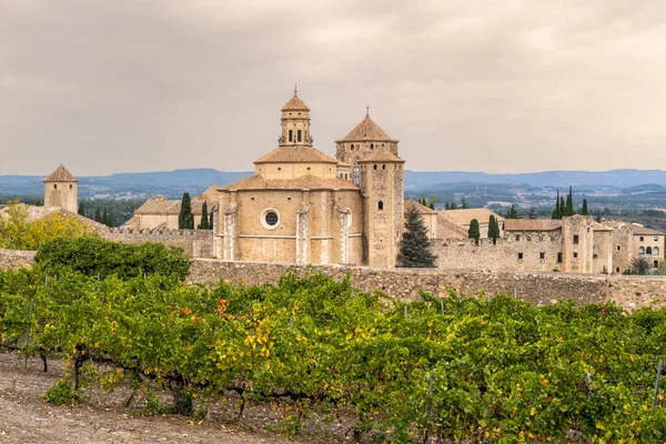 Panoramautsikt Över Det Kungliga Klostret Santa Maria Poblet Cisterciansk Orden — Stockfoto