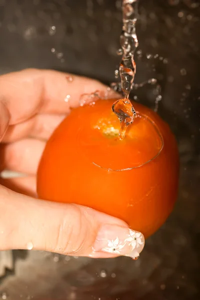 Praní rajčat — Stock fotografie