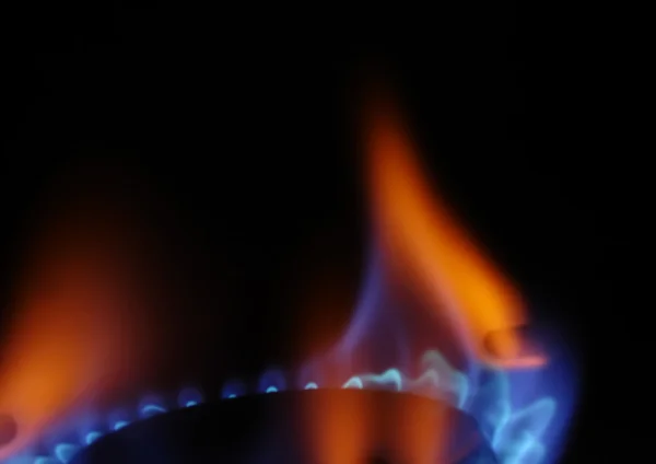 Fiamma di gas blu su una stufa — Foto Stock
