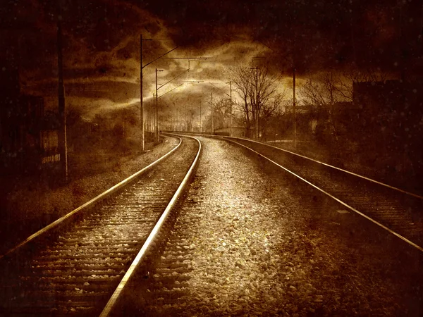 Vintage collage - old railroad — Stock Photo, Image