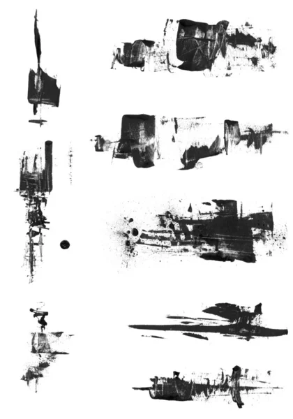 Набор гранж-текстурированных абстрактных элементов чернил — стоковое фото