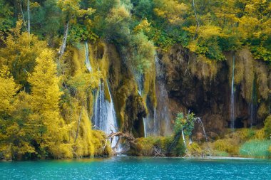 Beautiful waterfalls at Plitvice Lakes clipart