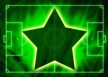 Grunge tarzı llustration futbol, futbol, pitch