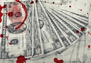 kanlı para, bizi dolar, sanatsal işlenmiş ve tonda fotoğraf