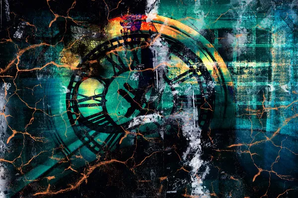 Voyage dans le temps - Grunge texturé abstrait fond d'art numérique — Photo