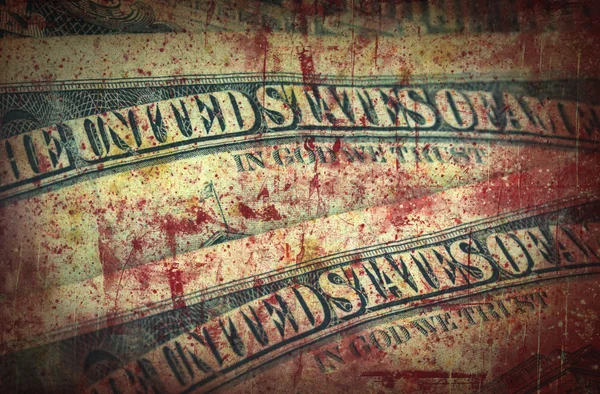 Blood money, US Dollars ,artistic processed and toned photo — Stock Photo, Image