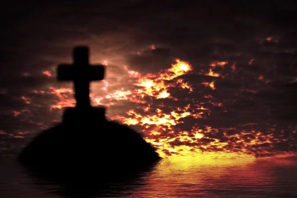 Silueta de una iglesia al atardecer — Foto de Stock