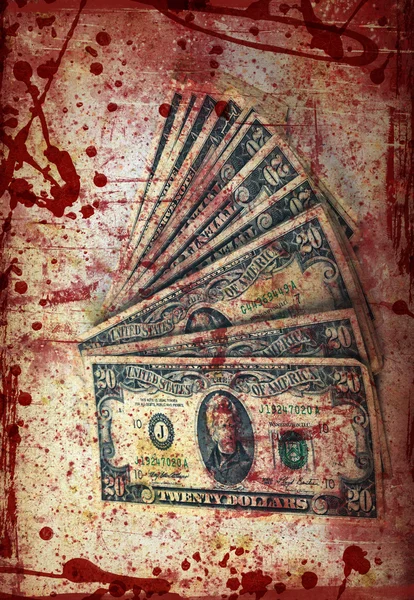 Blood money, US Dollars ,artistic processed — Stock Photo, Image