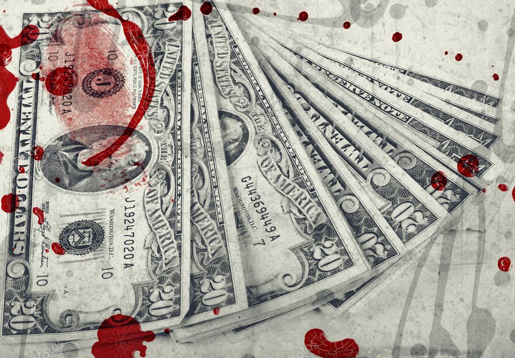 Blood money, US Dollars ,artistic processed and toned photo — Stock