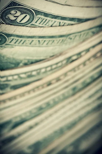US dollars background, reto style toned photo with shallow DOF — Stock Photo, Image