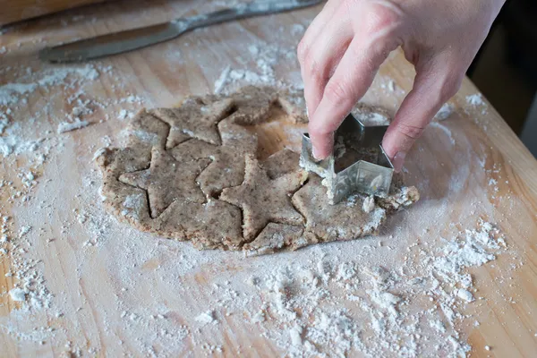 Cutting Christmas Cookies — Stock Photo, Image