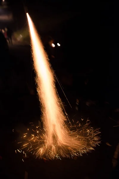 Fireworks rocket launch — Stock Photo, Image