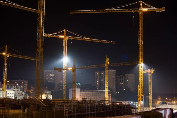 İnşaat alanında bir gece Stuttgart 21 — Stok fotoğraf