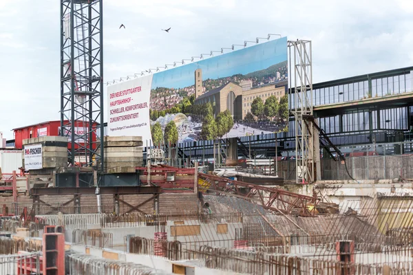 S21 byggarbetsplats på stuttgart centralstation — Stockfoto