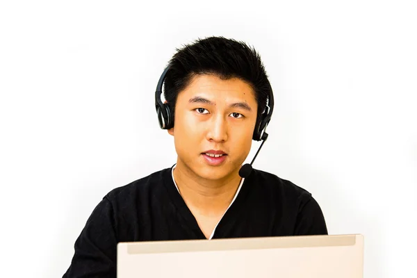 Business man with headset — Stock Photo, Image