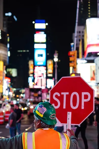 Prace budowlane na placu times square, Nowy Jork — Zdjęcie stockowe