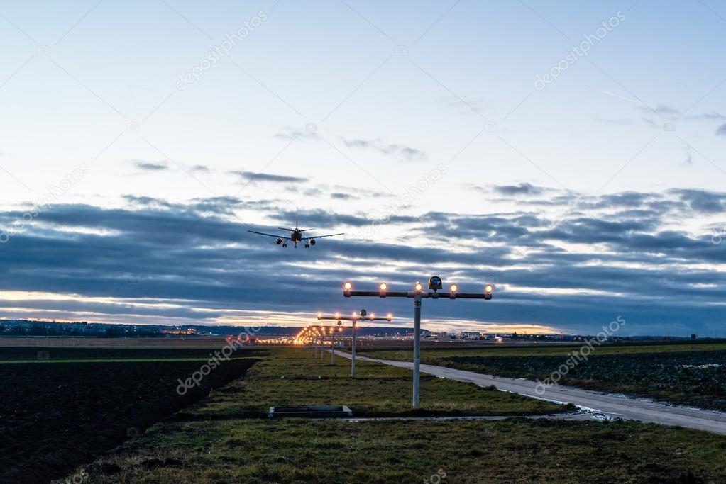 Approaching the airport at dusk