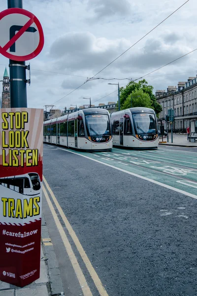 Запуск трамвайной системы в Эдинбурге — стоковое фото