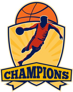 basketbol oyuncusu topu kalkan retro top sürme